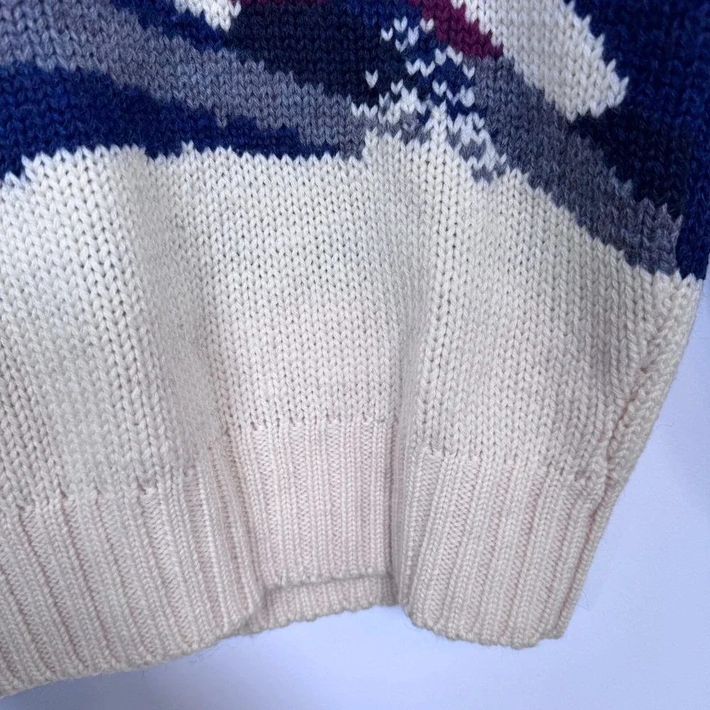 90s Boston Traders Wool Ski Intarsia Sweater Men L Winter Grandpa Old Money Gorp